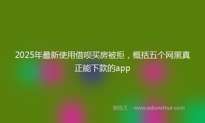 2025年最新使用借呗买房被拒，概括五个网黑真正能下款的app