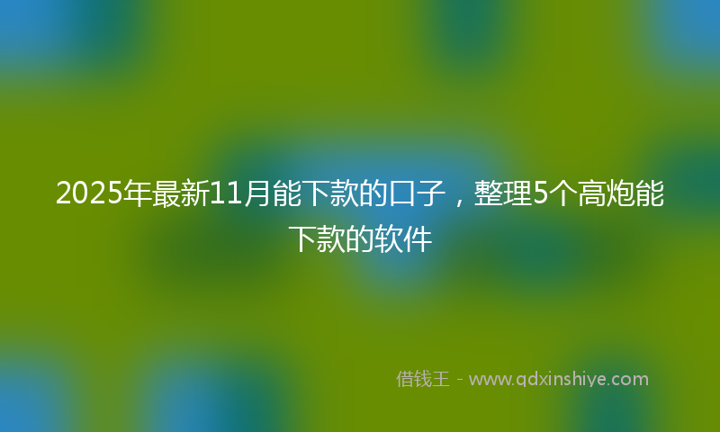 2025年最新11月能下款的口子，整理5个高炮能下款的软件