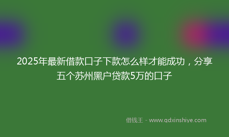2025年最新借款口子下款怎么样才能成功，分享五个苏州黑户贷款5万的口子