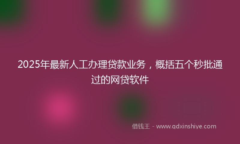 2025年最新人工办理贷款业务，概括五个秒批通过的网贷软件