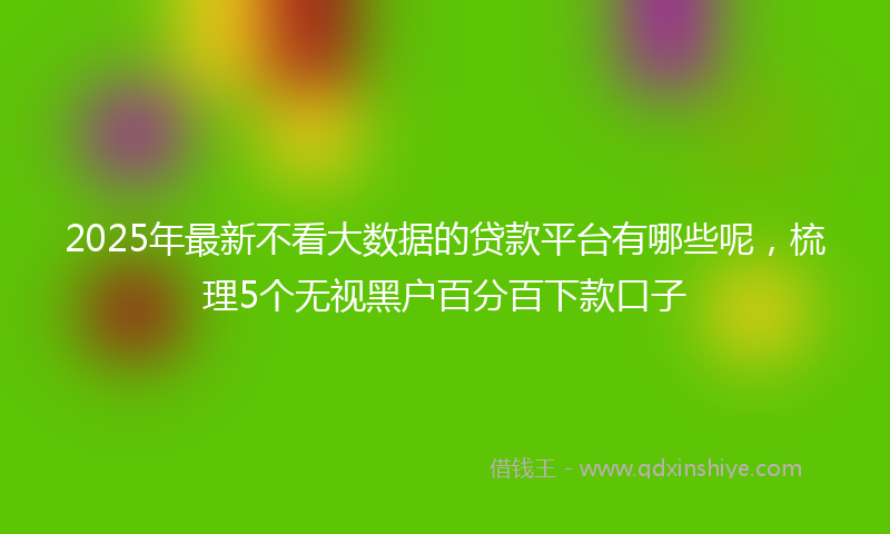 2025年最新不看大数据的贷款平台有哪些呢，梳理5个无视黑户百分百下款口子