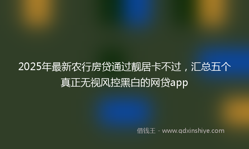 2025年最新农行房贷通过靓居卡不过，汇总五个真正无视风控黑白的网贷app
