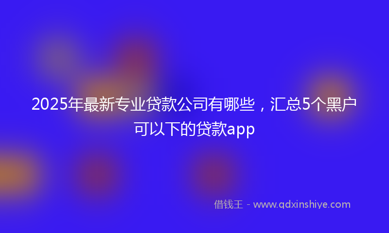 2025年最新专业贷款公司有哪些，汇总5个黑户可以下的贷款app