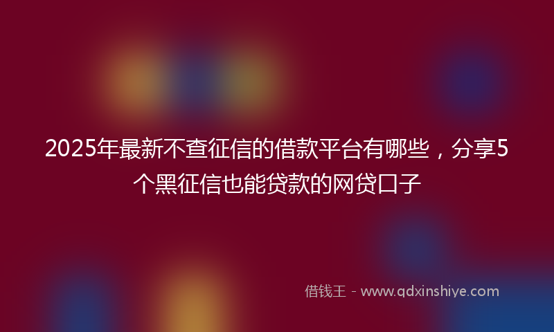 2025年最新不查征信的借款平台有哪些，分享5个黑征信也能贷款的网贷口子