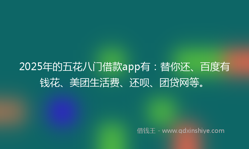 2025年的五花八门借款app有：替你还、百度有钱花、美团生活费、还呗、团贷网等。