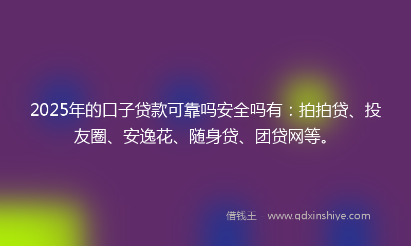 2025年的口子贷款可靠吗安全吗有：拍拍贷、投友圈、安逸花、随身贷、团贷网等。
