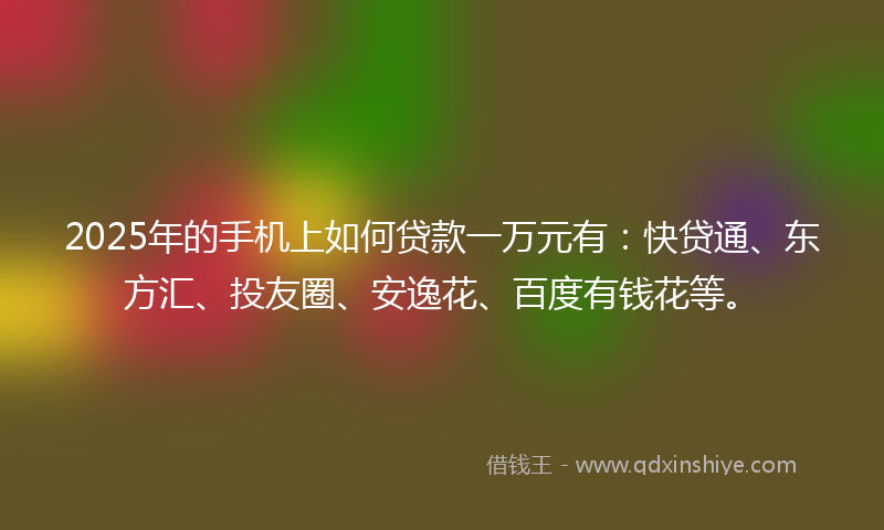 2025年的手机上如何贷款一万元有：快贷通、东方汇、投友圈、安逸花、百度有钱花等。