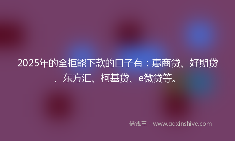 2025年的全拒能下款的口子有：惠商贷、好期贷、东方汇、柯基贷、e微贷等。