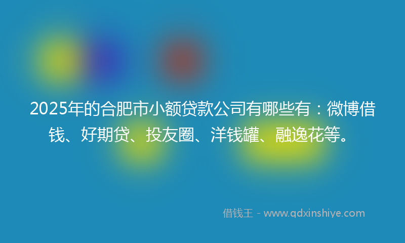 2025年的合肥市小额贷款公司有哪些有：微博借钱、好期贷、投友圈、洋钱罐、融逸花等。