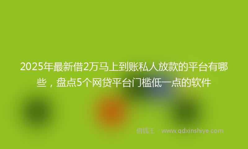 2025年最新借2万马上到账私人放款的平台有哪些，盘点5个网贷平台门槛低一点的软件