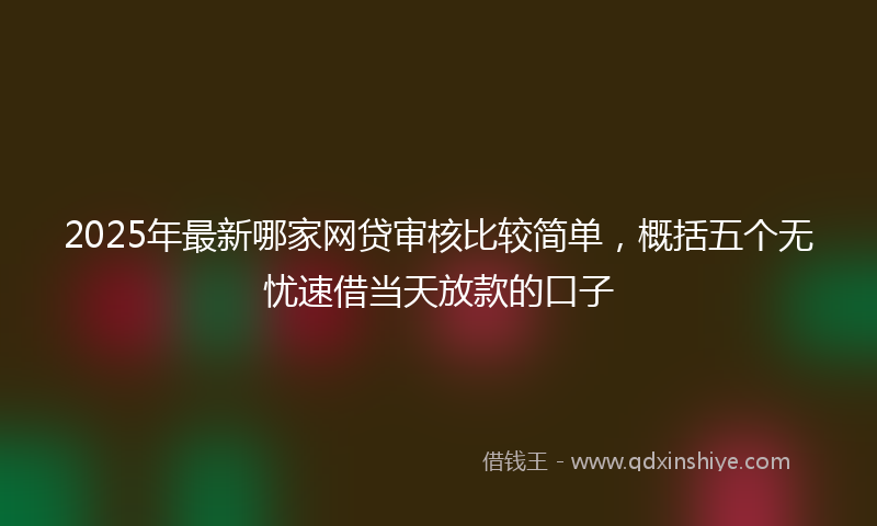 2025年最新哪家网贷审核比较简单，概括五个无忧速借当天放款的口子