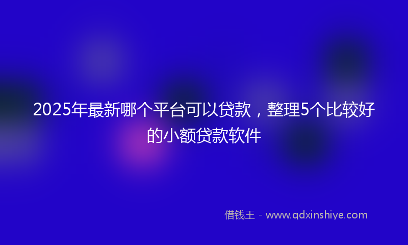 2025年最新哪个平台可以贷款，整理5个比较好的小额贷款软件