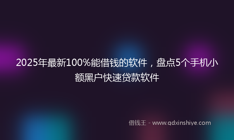 2025年最新100%能借钱的软件，盘点5个手机小额黑户快速贷款软件
