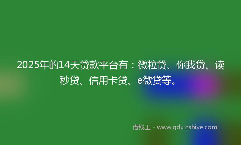 2025年的14天贷款平台有：微粒贷、你我贷、读秒贷、信用卡贷、e微贷等。