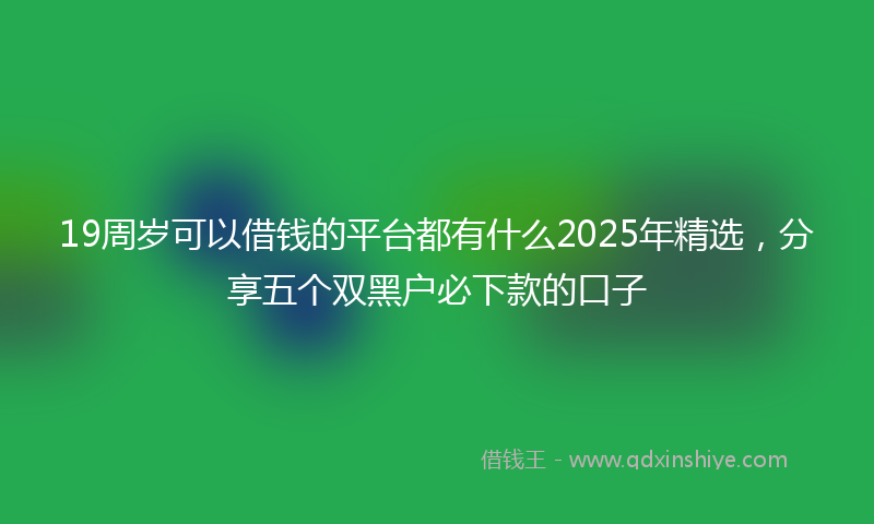 19周岁可以借钱的平台都有什么2025年精选，分享五个双黑户必下款的口子