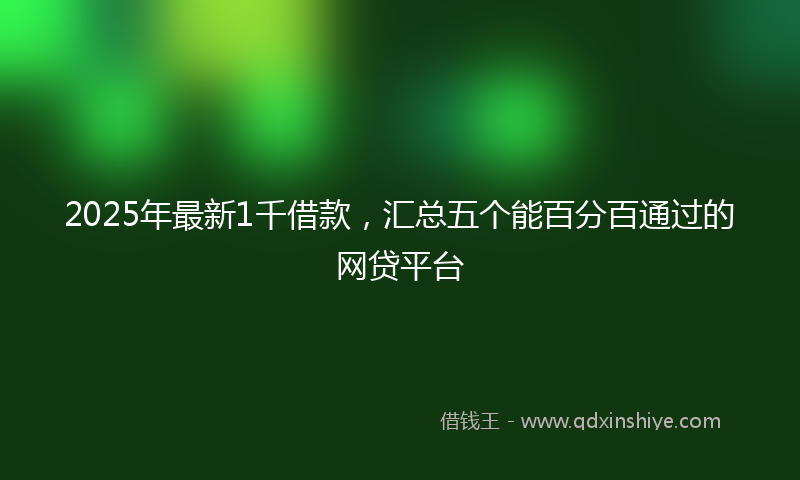 2025年最新1千借款，汇总五个能百分百通过的网贷平台