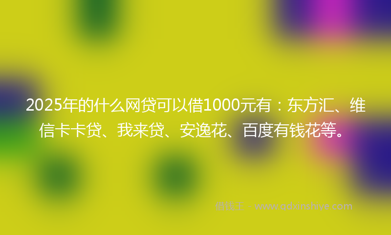 2025年的什么网贷可以借1000元有：东方汇、维信卡卡贷、我来贷、安逸花、百度有钱花等。