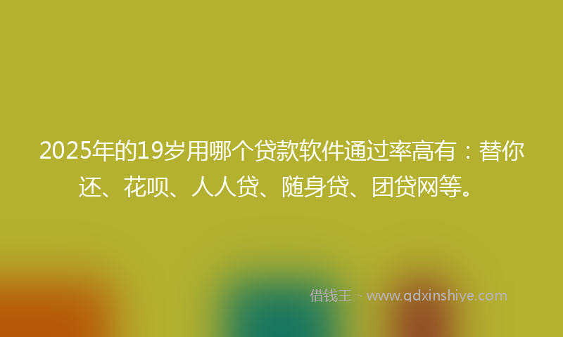 2025年的19岁用哪个贷款软件通过率高有：替你还、花呗、人人贷、随身贷、团贷网等。