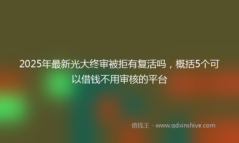 2025年最新光大终审被拒有复活吗，概括5个可以借钱不用审核的平台