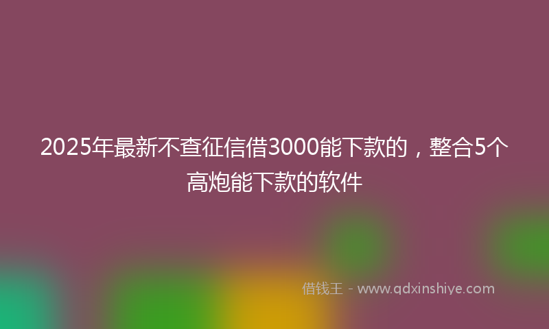 2025年最新不查征信借3000能下款的，整合5个高炮能下款的软件
