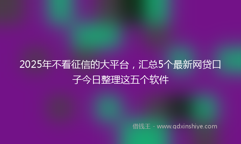 2025年不看征信的大平台，汇总5个最新网贷口子今日整理这五个软件