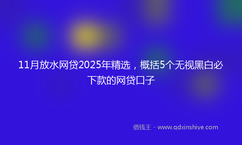 11月放水网贷2025年精选，概括5个无视黑白必下款的网贷口子