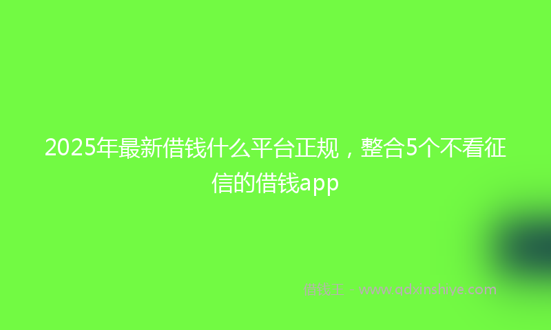 2025年最新借钱什么平台正规，整合5个不看征信的借钱app