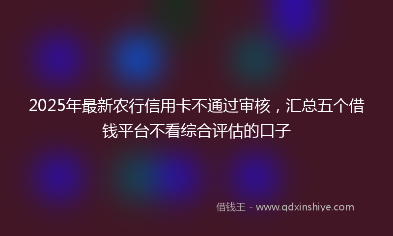 2025年最新农行信用卡不通过审核，汇总五个借钱平台不看综合评估的口子