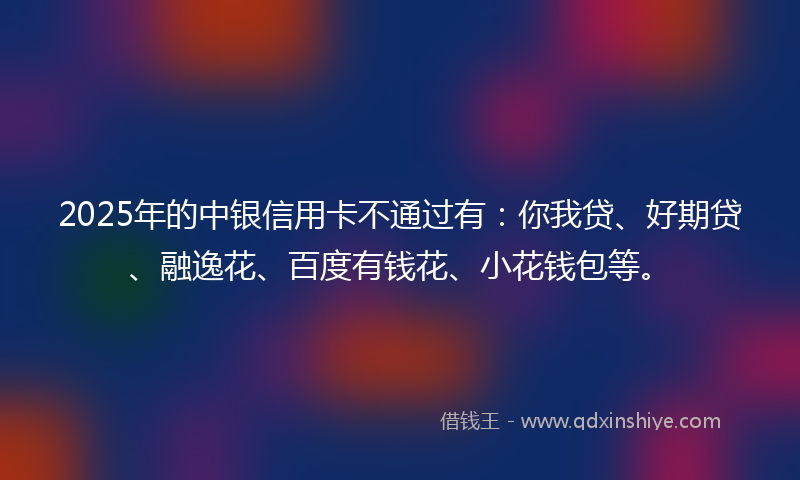 2025年的中银信用卡不通过有：你我贷、好期贷、融逸花、百度有钱花、小花钱包等。