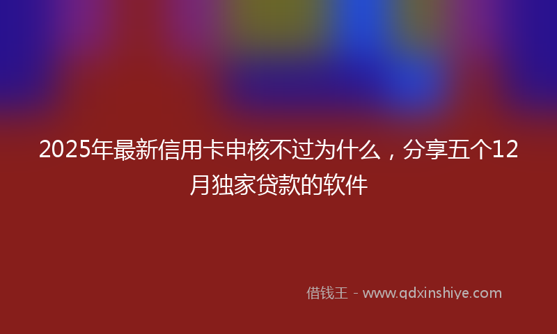 2025年最新信用卡申核不过为什么，分享五个12月独家贷款的软件