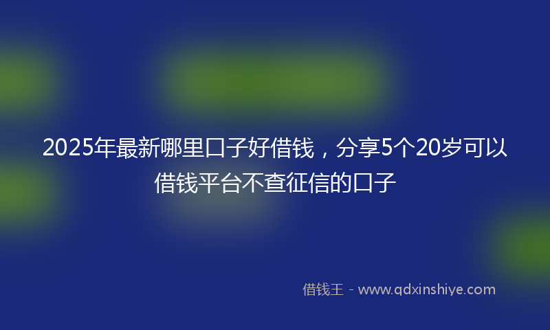 2025年最新哪里口子好借钱，分享5个20岁可以借钱平台不查征信的口子