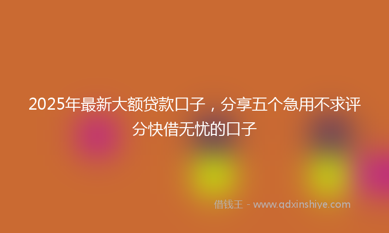 2025年最新大额贷款口子，分享五个急用不求评分快借无忧的口子