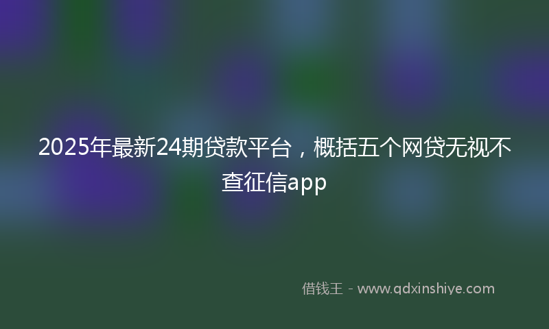 2025年最新24期贷款平台，概括五个网贷无视不查征信app
