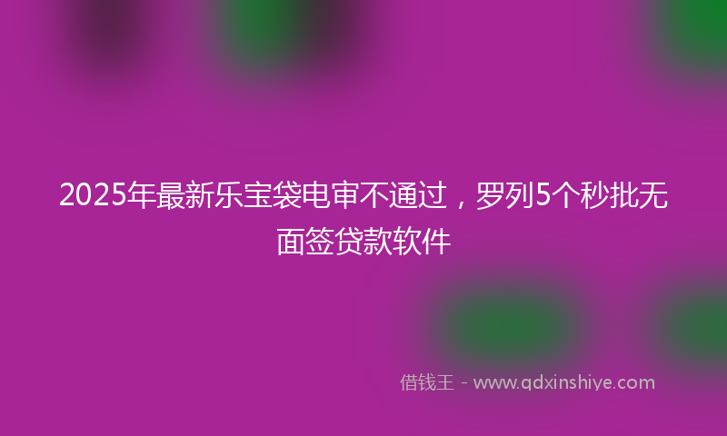 2025年最新乐宝袋电审不通过，罗列5个秒批无面签贷款软件