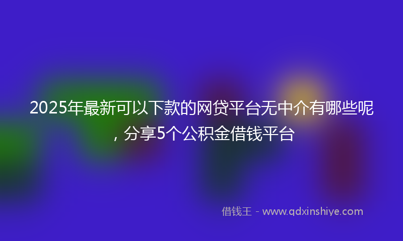 2025年最新可以下款的网贷平台无中介有哪些呢，分享5个公积金借钱平台