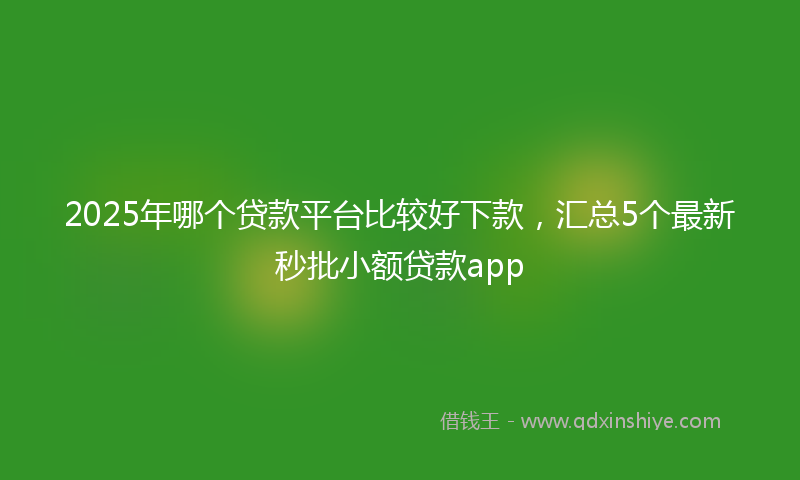 2025年哪个贷款平台比较好下款，汇总5个最新秒批小额贷款app