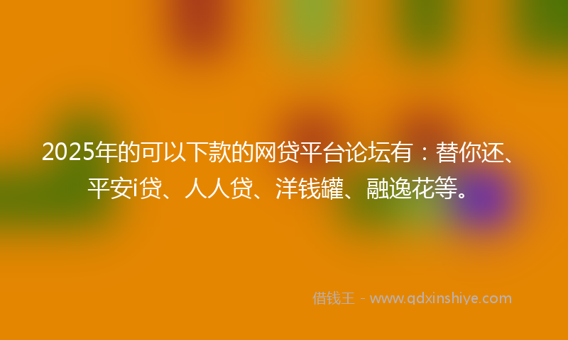 2025年的可以下款的网贷平台论坛有：替你还、平安i贷、人人贷、洋钱罐、融逸花等。