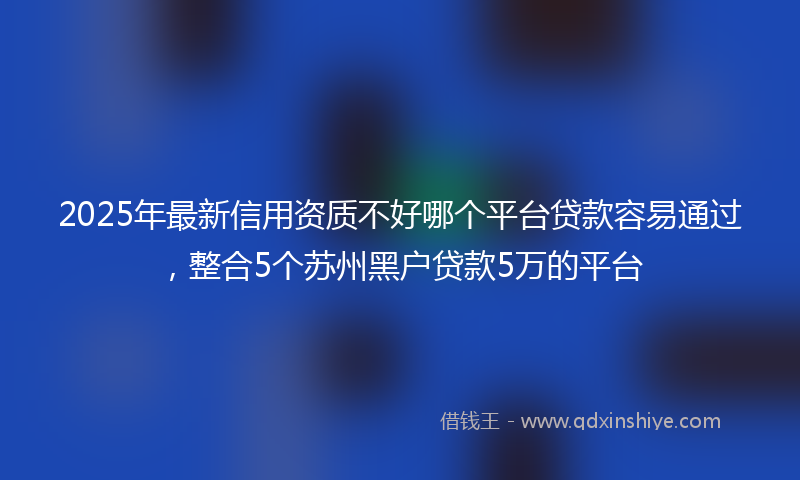 2025年最新信用资质不好哪个平台贷款容易通过，整合5个苏州黑户贷款5万的平台
