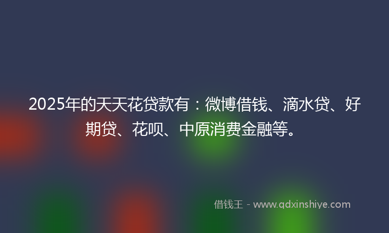 2025年的天天花贷款有：微博借钱、滴水贷、好期贷、花呗、中原消费金融等。