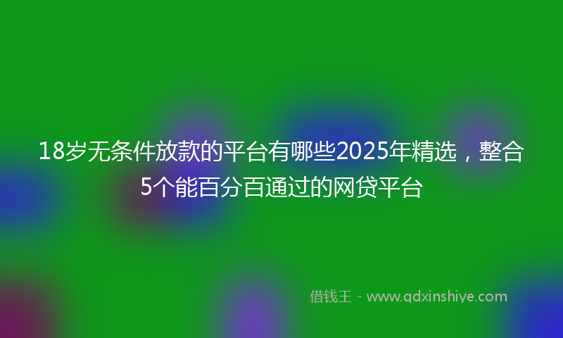 18岁无条件放款的平台有哪些2025年精选，整合5个能百分百通过的网贷平台