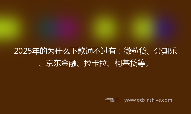 2025年的为什么下款通不过有：微粒贷、分期乐、京东金融、拉卡拉、柯基贷等。