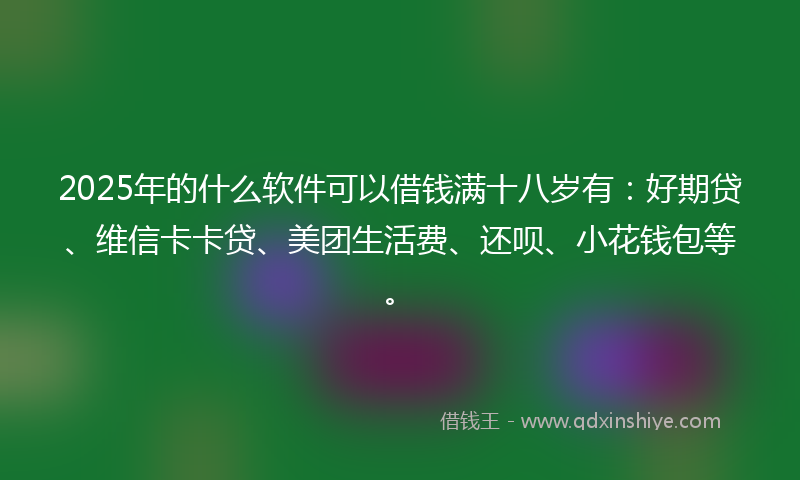 2025年的什么软件可以借钱满十八岁有：好期贷、维信卡卡贷、美团生活费、还呗、小花钱包等。