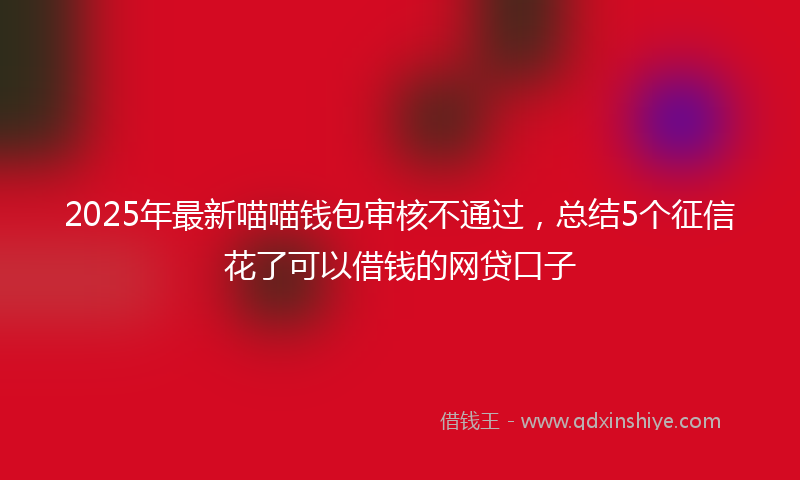 2025年最新喵喵钱包审核不通过，总结5个征信花了可以借钱的网贷口子