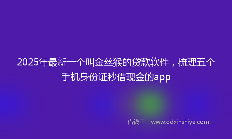 2025年最新一个叫金丝猴的贷款软件，梳理五个手机身份证秒借现金的app