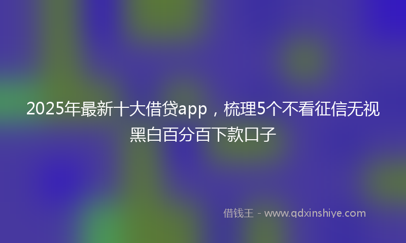 2025年最新十大借贷app，梳理5个不看征信无视黑白百分百下款口子