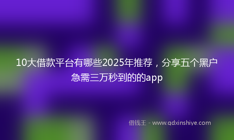10大借款平台有哪些2025年推荐，分享五个黑户急需三万秒到的的app
