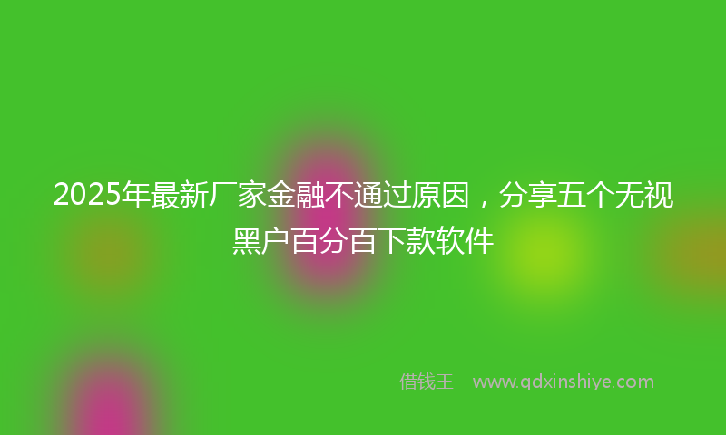2025年最新厂家金融不通过原因，分享五个无视黑户百分百下款软件