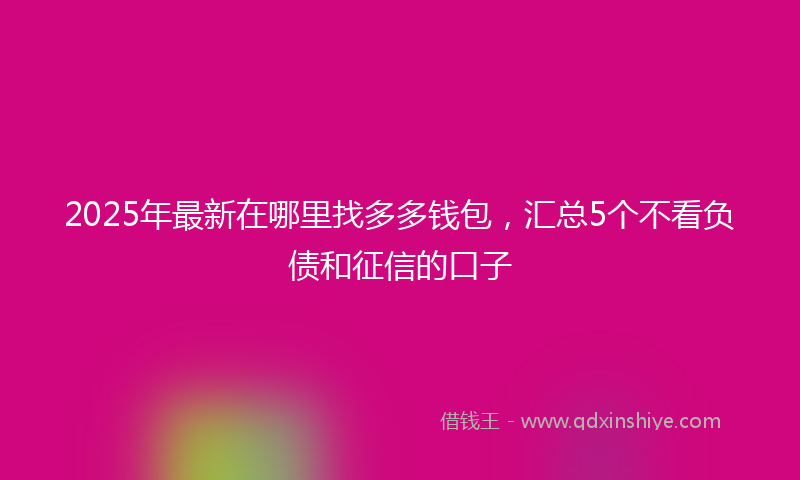 2025年最新在哪里找多多钱包，汇总5个不看负债和征信的口子