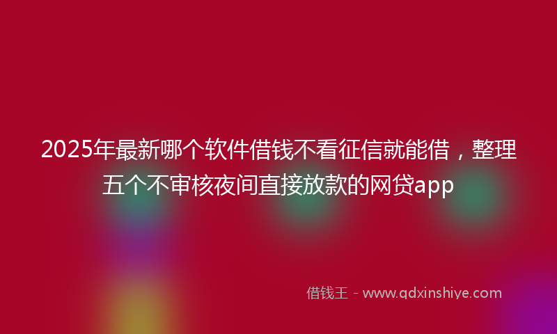 2025年最新哪个软件借钱不看征信就能借，整理五个不审核夜间直接放款的网贷app