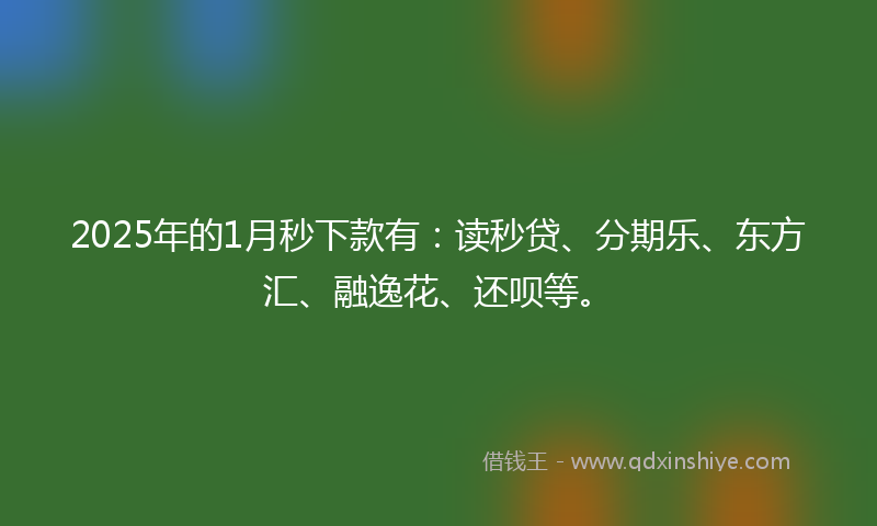 2025年的1月秒下款有：读秒贷、分期乐、东方汇、融逸花、还呗等。